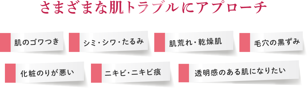 さまざまな肌トラブルにアプローチ