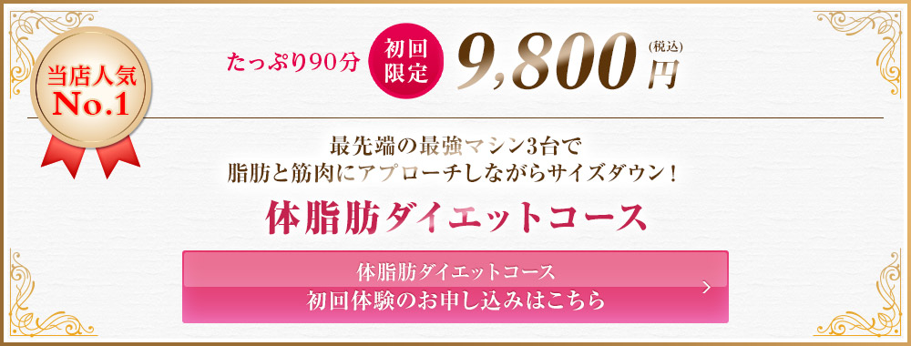 初回限定9,800円 たっぷり90分 体脂肪ダイエットコース