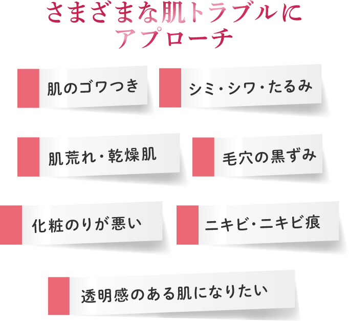 さまざまな肌トラブルにアプローチ