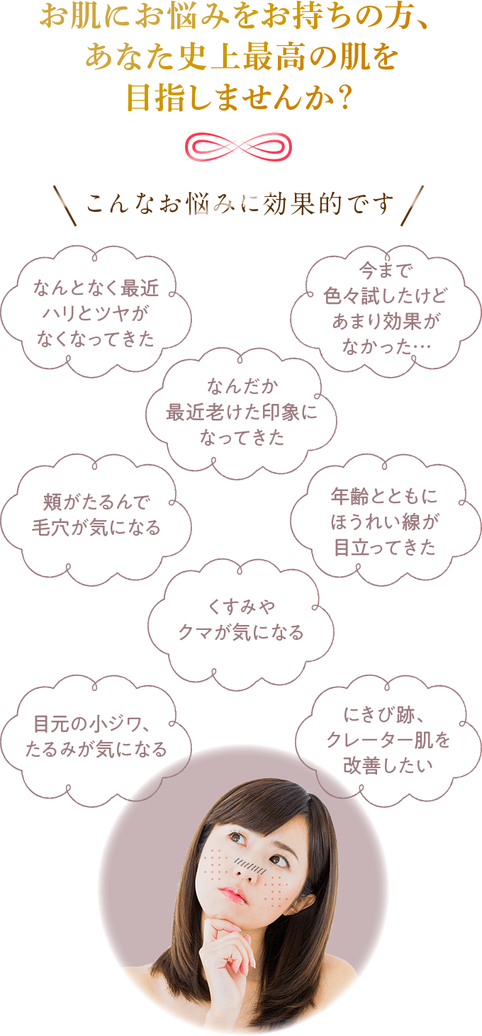 お肌にお悩みをお持ちの方、あなた史上最高の肌を目指しませんか？